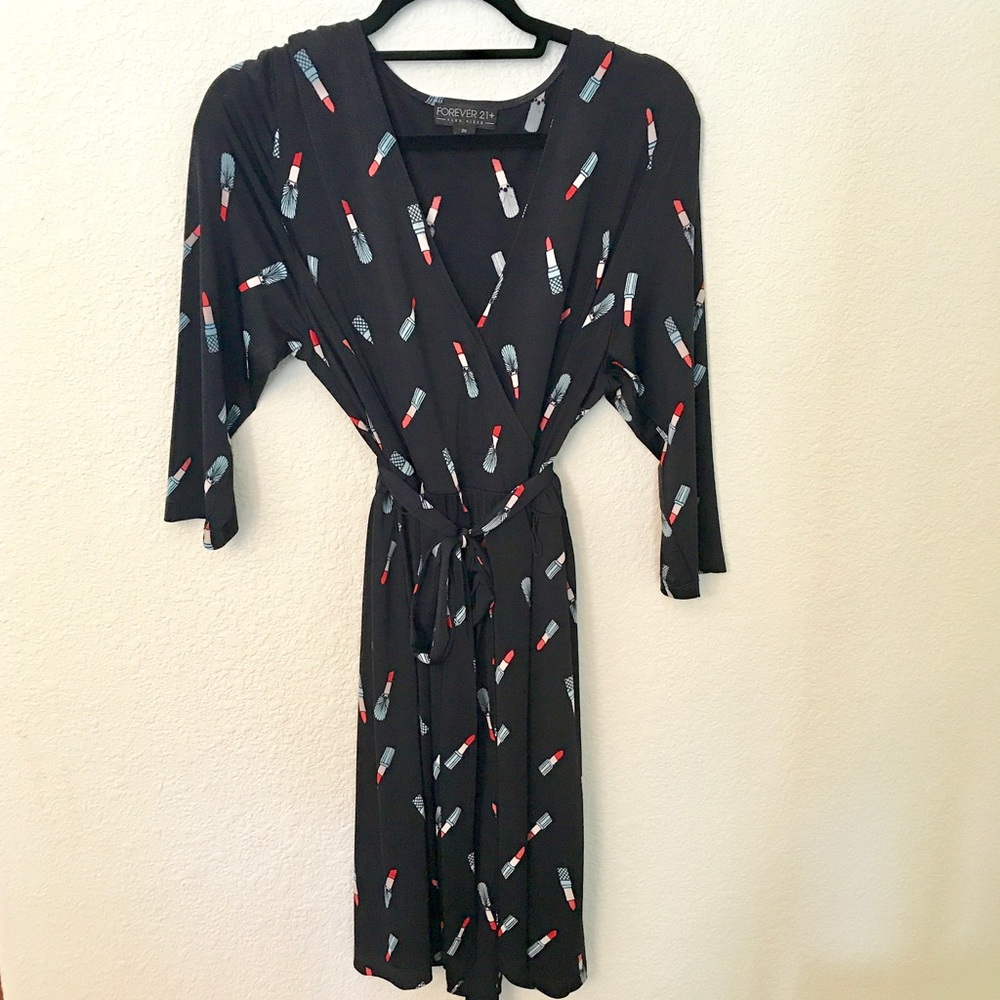 Lipstick Patterned Wrap Dress